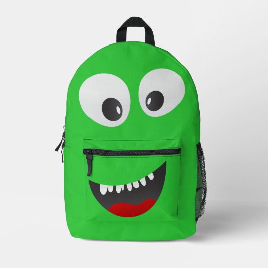 Gepersonaliseerd groen monster plezier bedrukte rugzak (Voorkant)