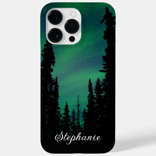 Gepersonaliseerd groen noordelijk licht bos Case-Mate iPhone case (Achterkant)