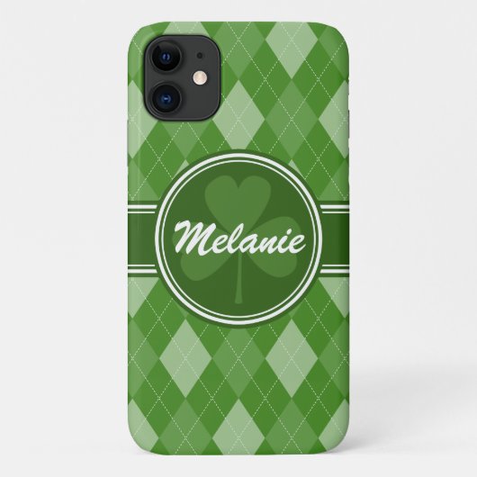 Gepersonaliseerd Groen patroon met klaver Case-Mate iPhone Case (Achterkant)