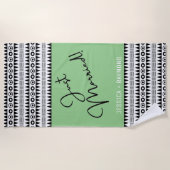 Gepersonaliseerd Groen Tribaal Patroon enkel getro Strandlaken (Voorkant)