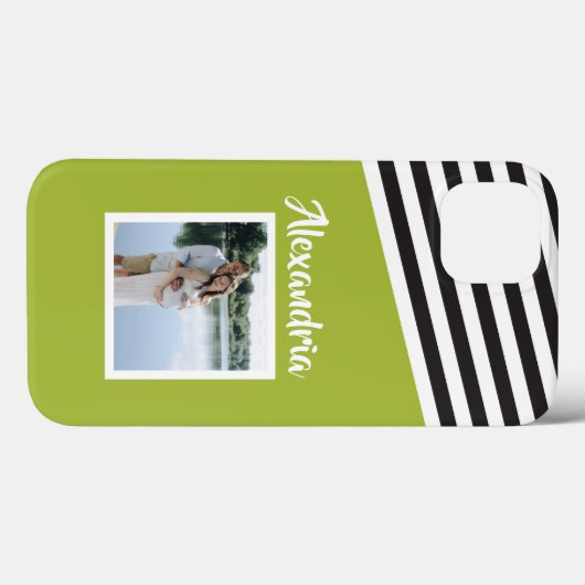Gepersonaliseerd groen zwart bandpatroon Case-Mate iPhone case (Achterkant (horizontaal))