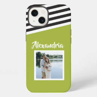 Gepersonaliseerd groen zwart bandpatroon iPhone 13 hoesje