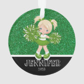 Gepersonaliseerd groen & zwart Cheerleading Orname Ornament (achterkant)