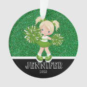 Gepersonaliseerd groen & zwart Cheerleading Orname Ornament (voorkant)