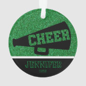 Gepersonaliseerd groen & zwart Cheerleading Orname Ornament (achterkant)