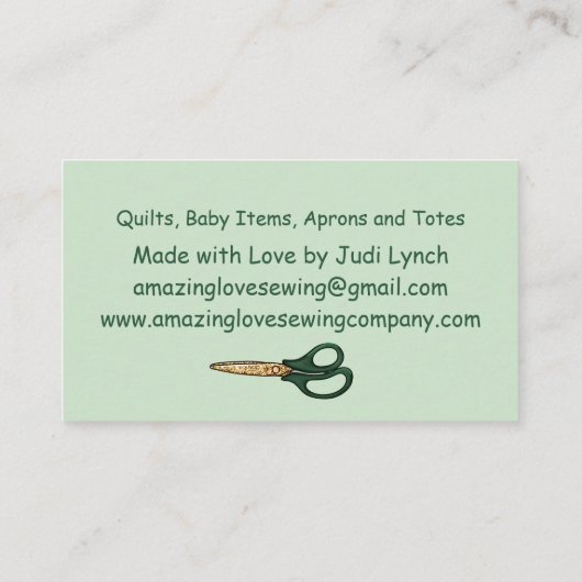 Gepersonaliseerd Groene en Goudnaaimachine 2 Visitekaartje (Achterkant)