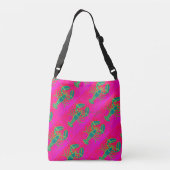 Gepersonaliseerd groene kreeftenroze crossbody tas (Achterkant)