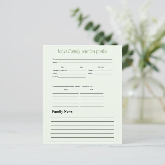 Gepersonaliseerd groenerthema gezinsprofiel (Staand voorkant)