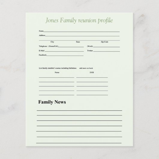 Gepersonaliseerd groenerthema gezinsprofiel (Voorkant)