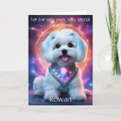 Gepersonaliseerd Groot Nichtje met Dog Verjaardags Aankondiging (Voorkant)