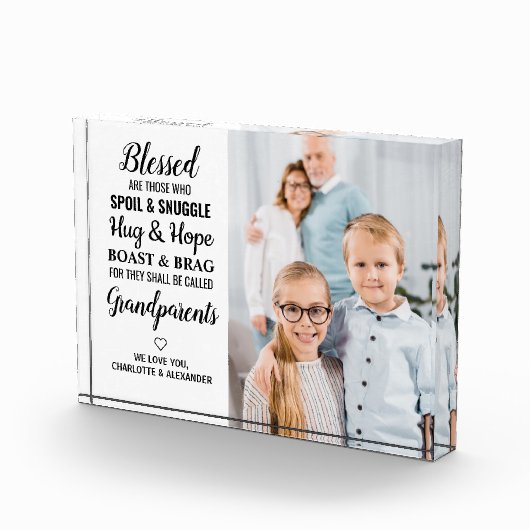 Gepersonaliseerd grootouders gedicht modern fotoblokken (Rechts)