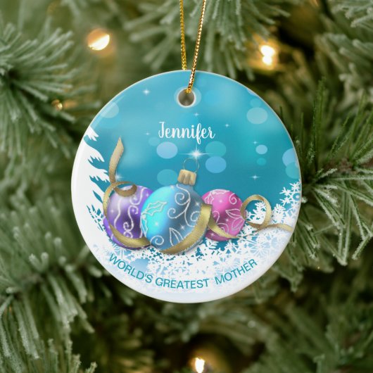 Gepersonaliseerd grootst kerstfeest keramisch ornament (Boom)