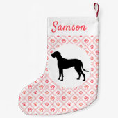 Gepersonaliseerd Grote Dane Red Paw Tile Patroon Kleine Kerstsok (Achterkant)