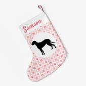 Gepersonaliseerd Grote Dane Red Paw Tile Patroon Kleine Kerstsok (Achterkant (Hangend))