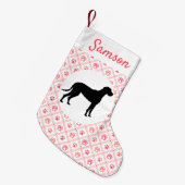 Gepersonaliseerd Grote Dane Red Paw Tile Patroon Kleine Kerstsok (Voorkant (Hangend))