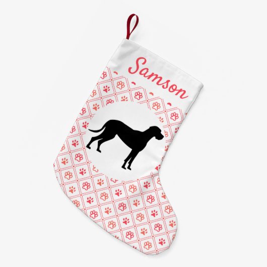 Gepersonaliseerd Grote Dane Red Paw Tile Patroon Kleine Kerstsok (Voorkant (Hangend))