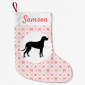 Gepersonaliseerd Grote Dane Red Paw Tile Patroon Kleine Kerstsok (Voorkant)
