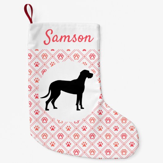 Gepersonaliseerd Grote Dane Red Paw Tile Patroon Kleine Kerstsok (Voorkant)