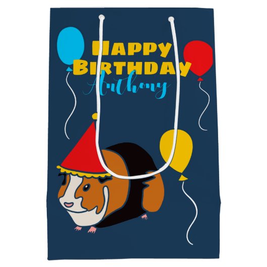 Gepersonaliseerd Guinee Varkens Birthday Medium Cadeauzakje (Achterkant)
