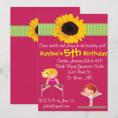 Gepersonaliseerd Gymnsatics Birthday Party Kaart (Voorkant / Achterkant)