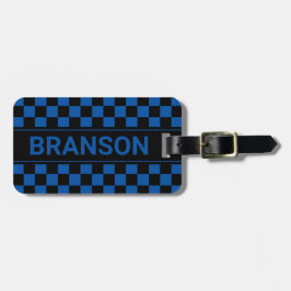 Gepersonaliseerd H Bar Blue Gecontroleerd Bagagelabel