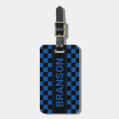 Gepersonaliseerd H Bar Blue Gecontroleerd Bagagelabel (Voorkant verticaal)