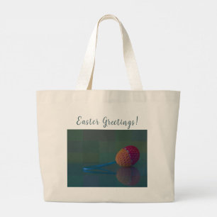 Gepersonaliseerd haak paasei decor foto naam grote tote bag