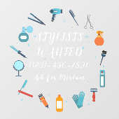 Gepersonaliseerd Haarsalon Stylist Gezocht Winkel  Raamsticker (Vel)