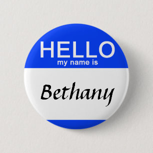 Gepersonaliseerd Hallo Mijn naam is Aangepast blau Ronde Button 5,7 Cm