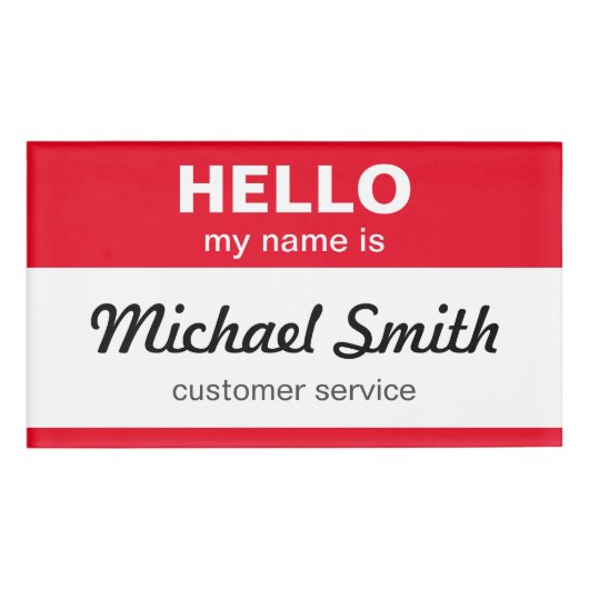 Gepersonaliseerd Hallo Mijn naam is klassiek rood Naambadge (Voorkant)