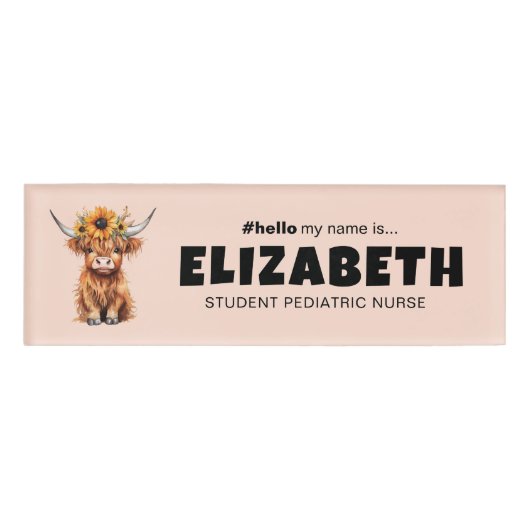 Gepersonaliseerd Hallo Mijn naam is Schattigee Koe Naambadge (Voorkant)