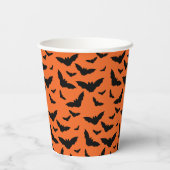 Gepersonaliseerd Halloween Oranje Black Bat Papieren Bekers (Achterkant)