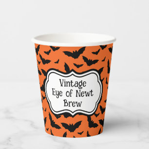Gepersonaliseerd Halloween Oranje Black Bat Papieren Bekers