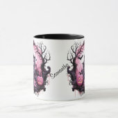 Gepersonaliseerd Halloween Spooky House, vleermuiz Mok (Midden)