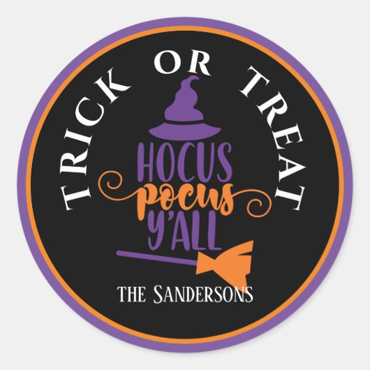 Gepersonaliseerd, Halloween Trick or treat Hocus P Ronde Sticker (Voorkant)
