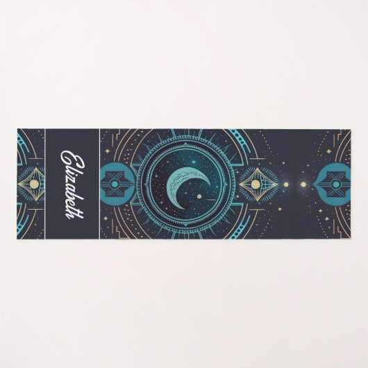 Gepersonaliseerd halve maan en sterretjes yogamat (Voorkant (horizontaal))
