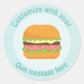 Gepersonaliseerd hamburger ronde sticker (Voorkant)
