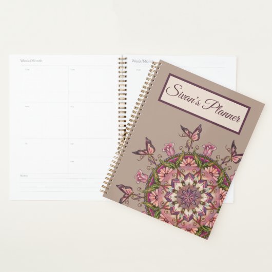 Gepersonaliseerd Hand getrokken bloemenmandala pla Planner (Display)