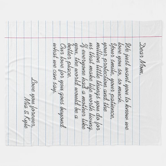 Gepersonaliseerd handgeschreven briefliefhebber fleece deken (Voorkant (Horizontaal))