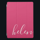 Gepersonaliseerd handgeschreven Modern Manuscript  iPad Pro Cover<br><div class="desc">Een prachtige manier om uw iPad te beschermen,  deze roze en witte omslag in een mooie manuscriptdoopvont kan met de naam van uitdrukking van uw keus worden gepersonaliseerd. In roze en wit.</div>