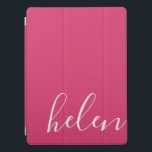 Gepersonaliseerd handgeschreven Modern Manuscript  iPad Pro Cover<br><div class="desc">Een prachtige manier om uw iPad te beschermen,  deze roze en witte omslag in een mooie manuscriptdoopvont kan met de naam van uitdrukking van uw keus worden gepersonaliseerd. In roze en wit.</div>