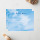 Gepersonaliseerd handschrift Script naam Blue Sky Notitiekaartje (Voorkant / Achterkant in situ)