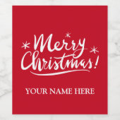Gepersonaliseerd handschrift Vrolijk kerstfeest Wijn Etiket (Enkel label)