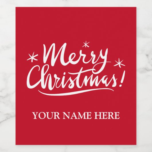 Gepersonaliseerd handschrift Vrolijk kerstfeest Wijn Etiket (Enkel label)