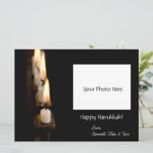 Gepersonaliseerd Hanukkah Menorah w/ Foto Feestdagenkaart (Staand voorkant)