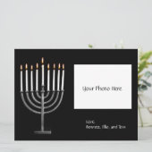 Gepersonaliseerd Hanukkah Menorah w/ Foto Feestdagenkaart (Staand voorkant)