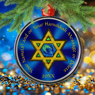 Gepersonaliseerd, Hanukkah Ornamenten, voor een bo Metalen Ornament