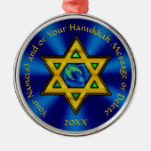 Gepersonaliseerd, Hanukkah Ornamenten, voor een bo Metalen Ornament (Voorkant)
