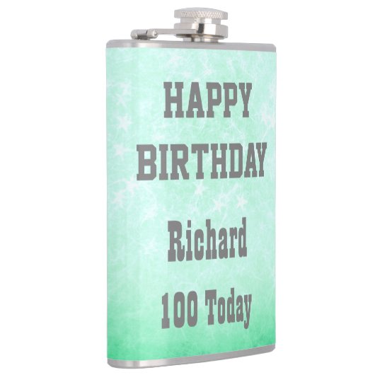 Gepersonaliseerd Happy 100th Birthday-ontwerp Heupfles (Rechts)