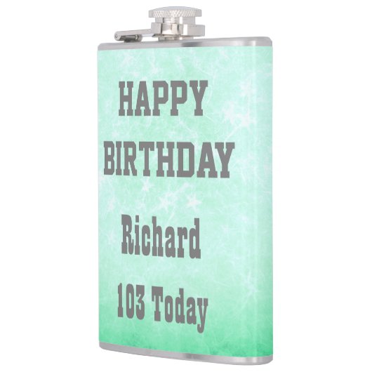 Gepersonaliseerd Happy 103rd Birthday-ontwerp Heupfles (Links)